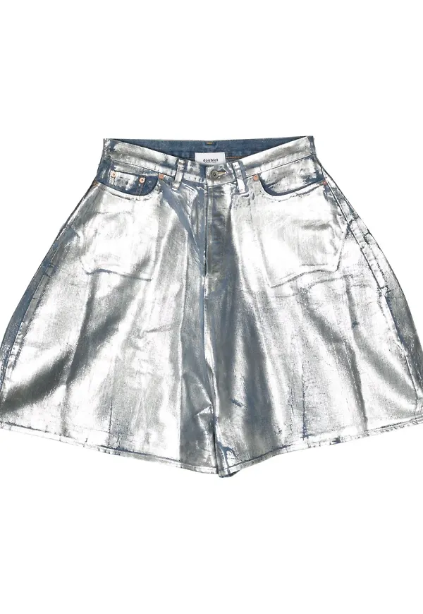 Doublet shorts med metallic-finish - Silverfärgad