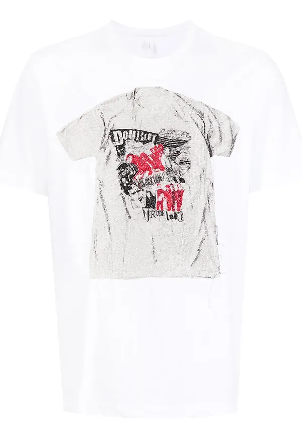 Doublet t-shirt med grafiskt tryck - Vit
