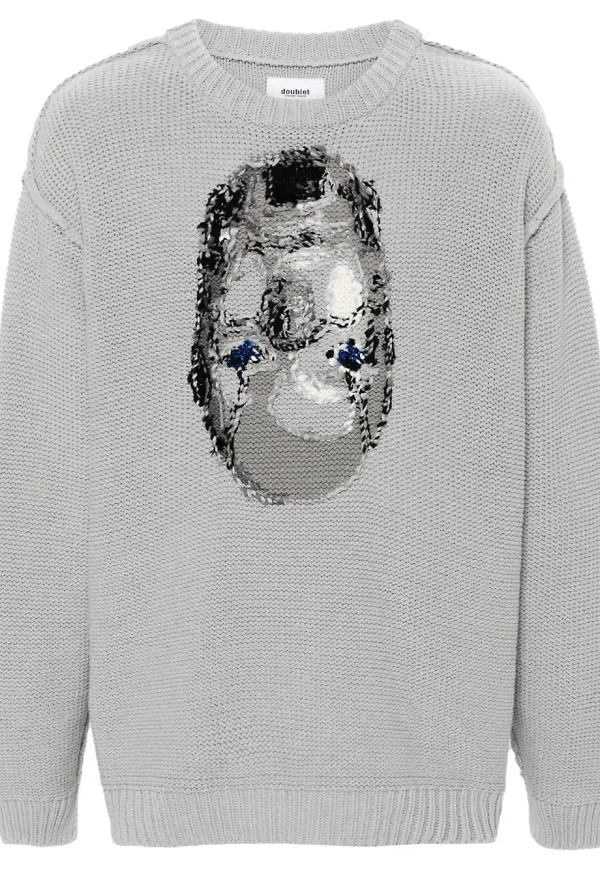 Doublet tröja i jacquard - Grå