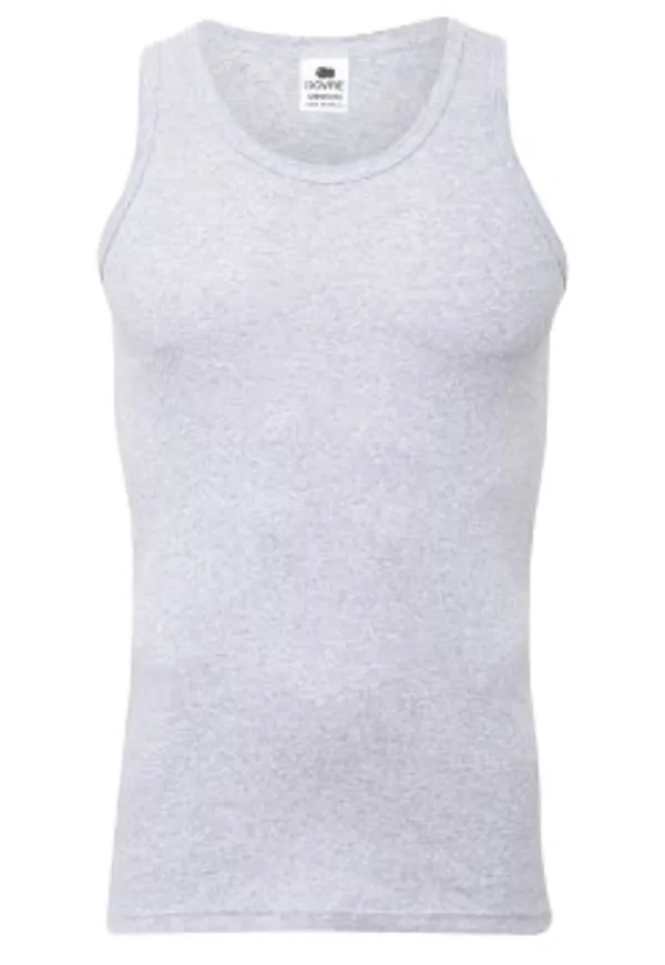 Dovre Rib Singlet Grå bomull Large Herr
