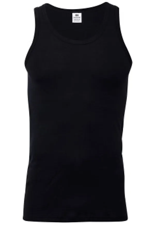Dovre Rib Singlet Svart bomull Small Herr