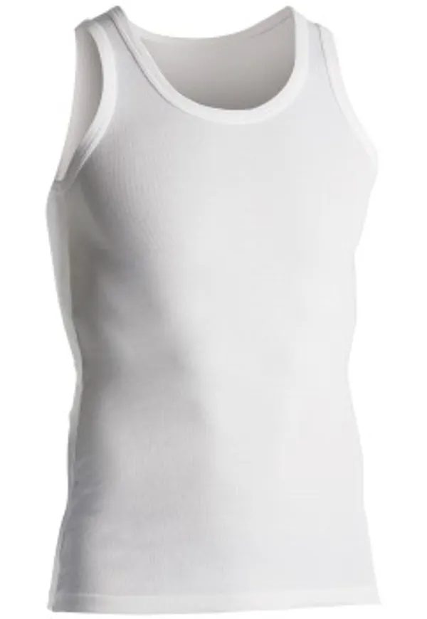 Dovre Rib Singlet Vit bomull Small Herr