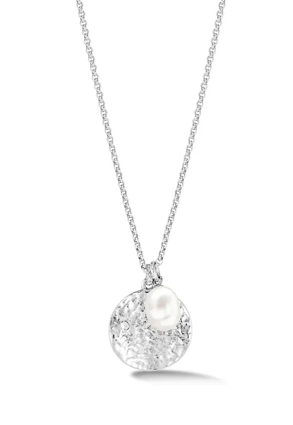 DOWER AND HALL Hammered Disc halsband - Silverfärgad
