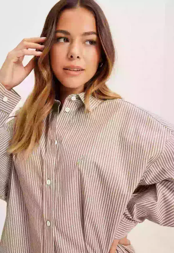 Dr Denim Vanja Shirt Oversize skjortor Nougat