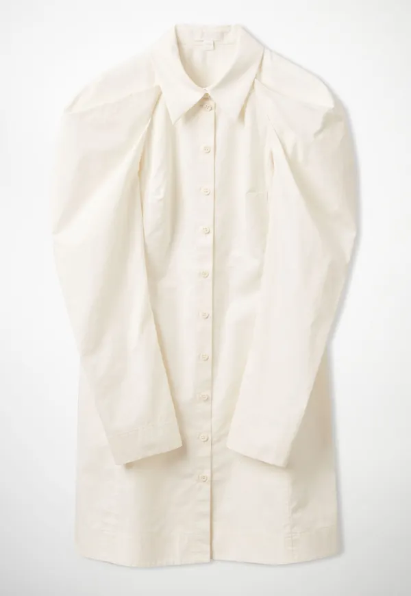 DRAPED COTTON SHIRT DRESS