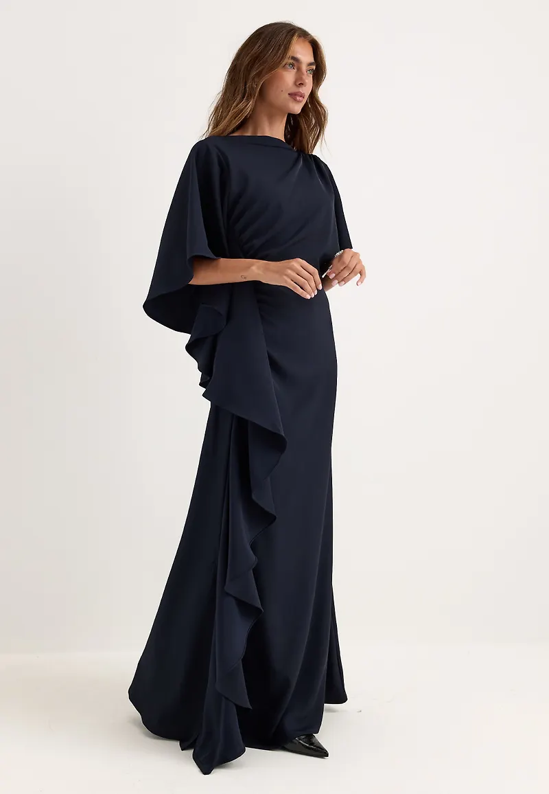 Draped Flounce Gown