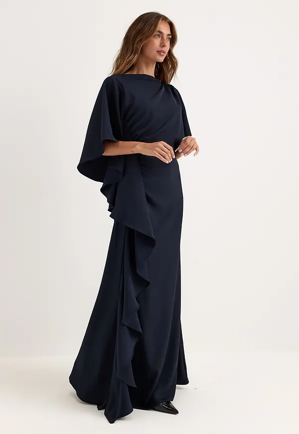 Draped Flounce Gown