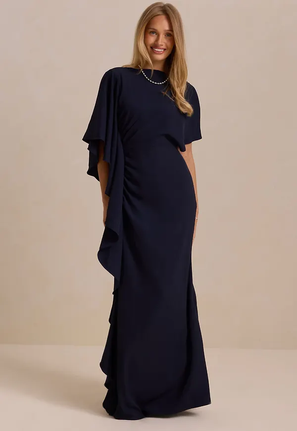 Draped Flounce Gown