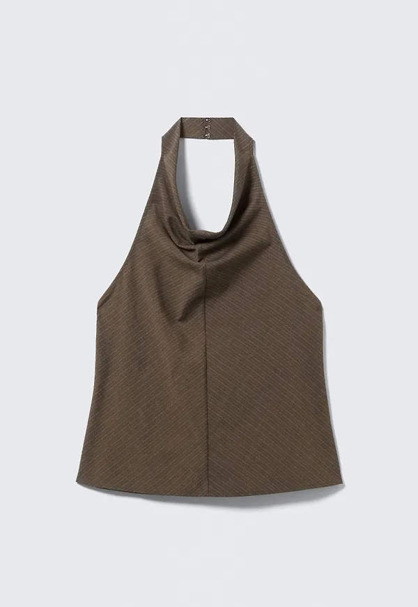 Draped Halter Cowl-Neck Top
