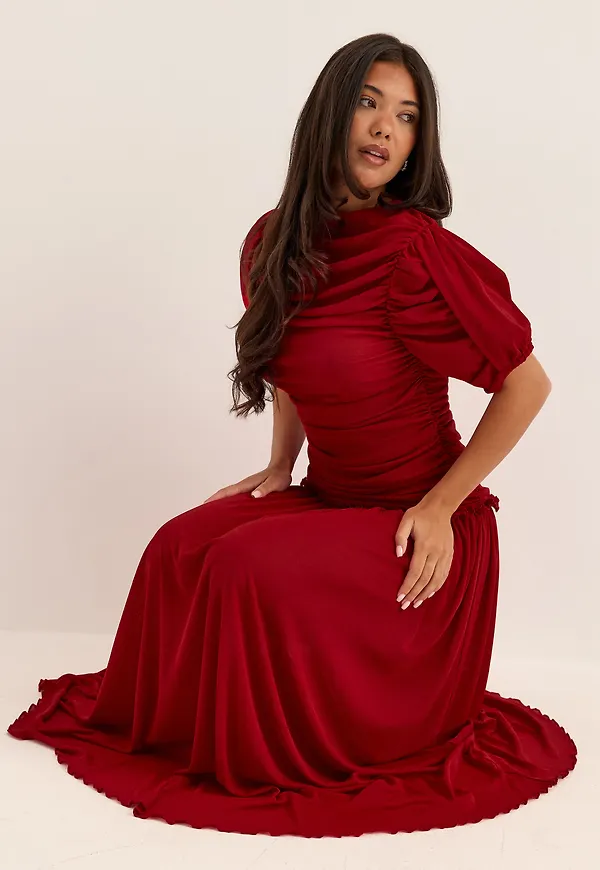 Draped Ruched Ankle Dress – Bubbleroom