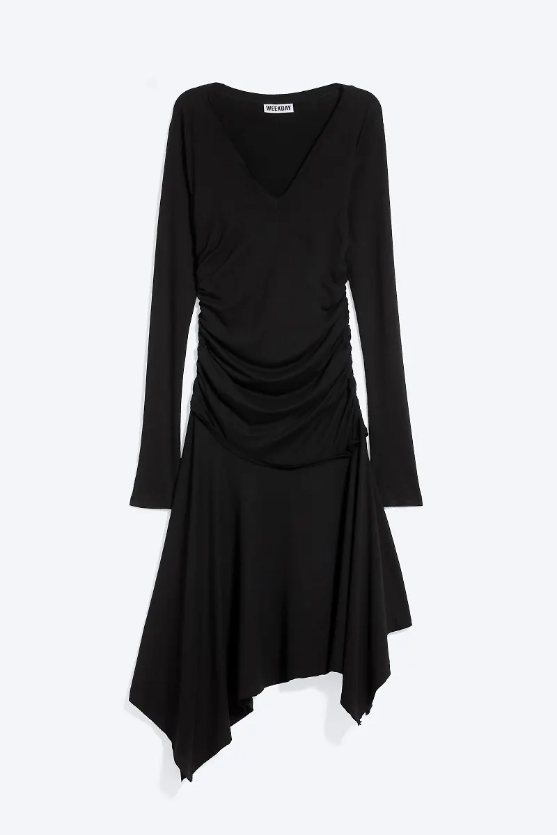 Draped V-Neck Midi Dress