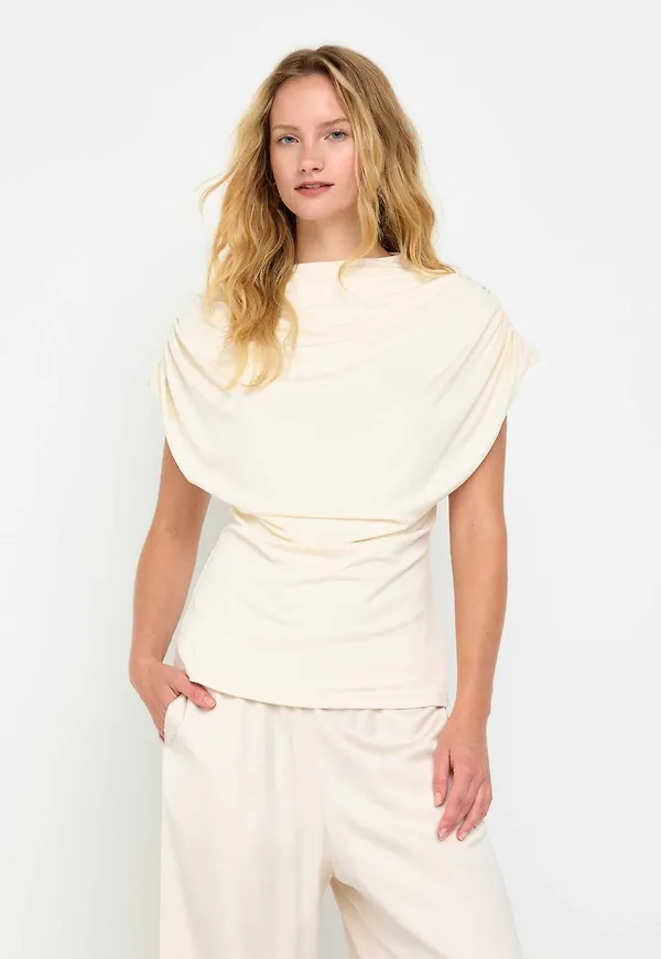 Draperad kortärmad topp