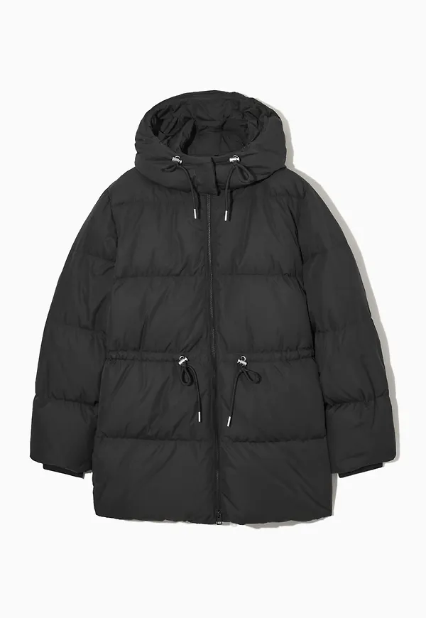 DRAWSTRING-WAIST PUFFER COAT