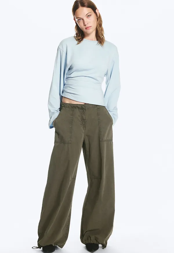 Drawstring balloon trousers