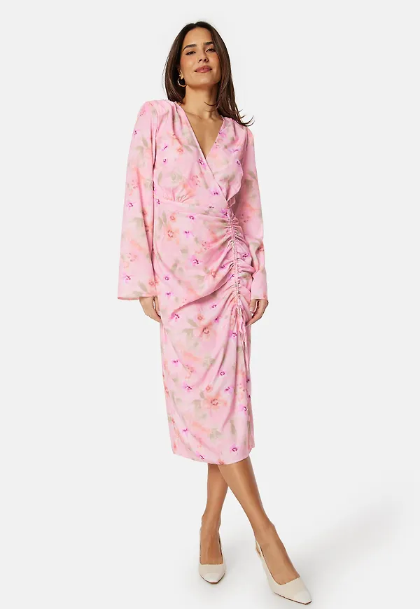 Drawstring L/S Midi Dress
