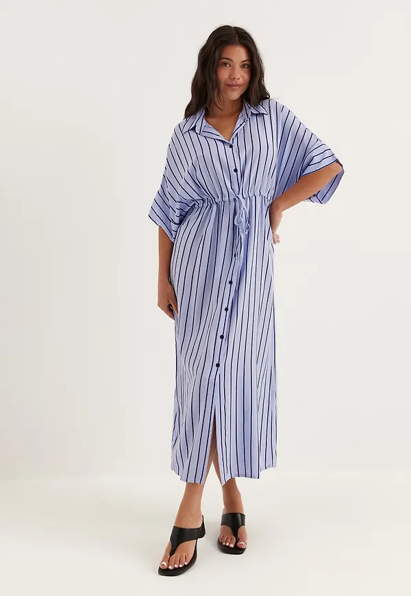 Drawstring Viscose Shirt Dress