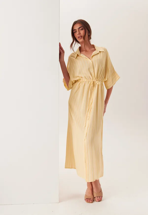 Drawstring Viscose Shirt Dress