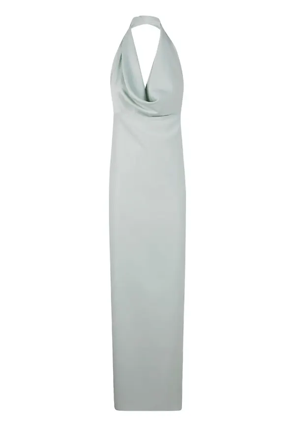 DRHOPE draperad aftonklänning med halterneck - Grön