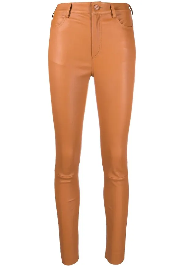 Drome skinny-byxor i lammskinn - Brun
