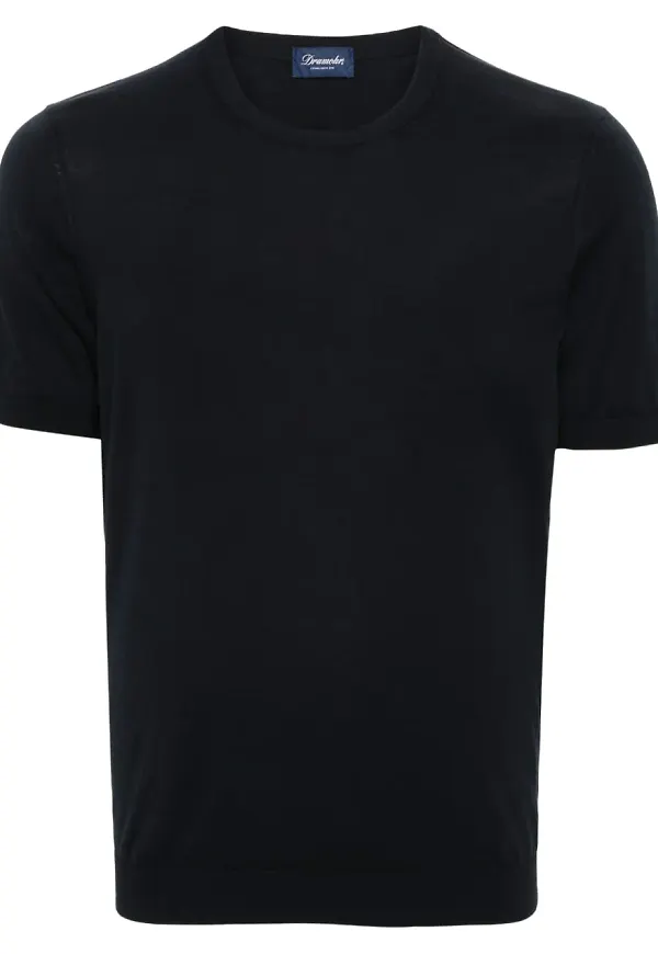 Drumohr finstickad t-shirt - Blå