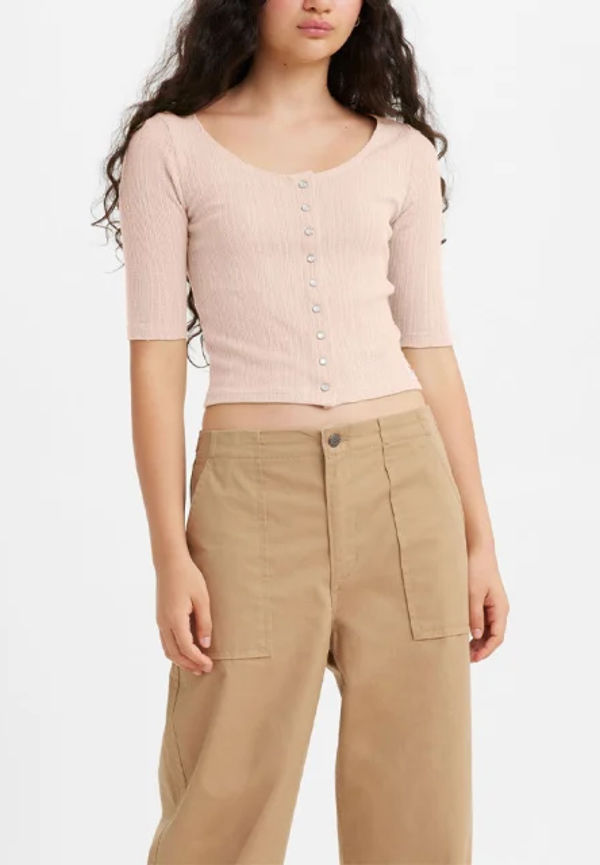 Dry Goods Pointelle Top Pearl