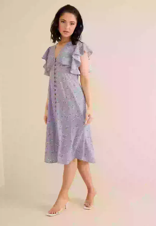 Dry Lake Bibz Dress Midiklänningar Lila