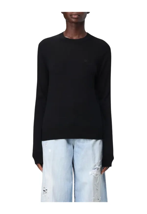 Dsquared2, Stickade tröjor & koftor, Dam, S, Svart Merinoull Pullover Tröja