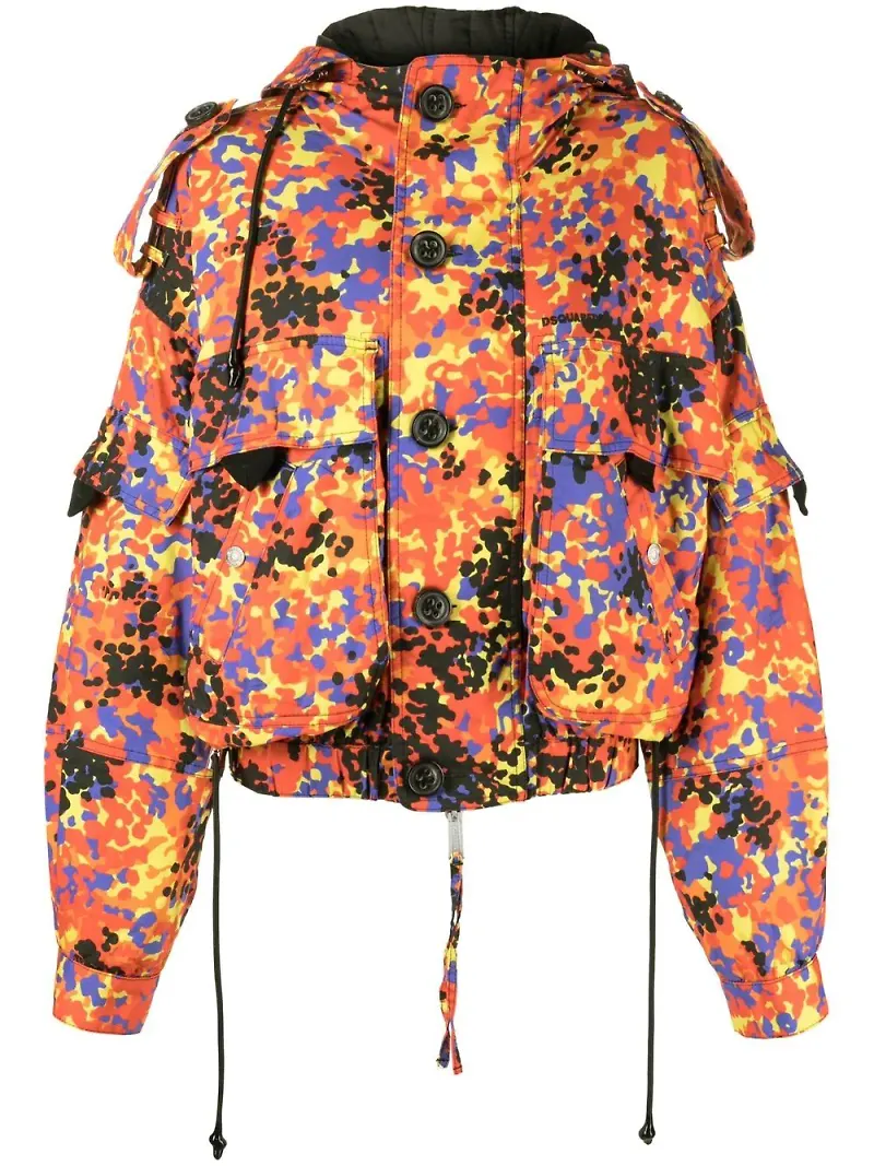 Dsquared2 abstrakt mönstrad jacka med huva - Orange