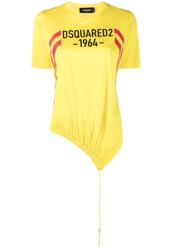 Dsquared2 asymmetrisk t-shirt med logotyp - Gul