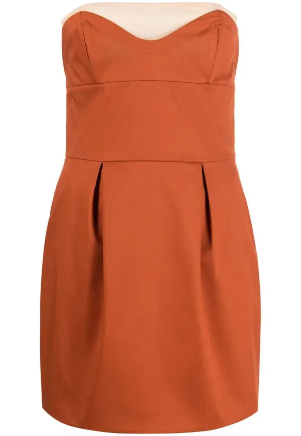 Dsquared2 axelbandslös utsvängd miniklänning - Brun