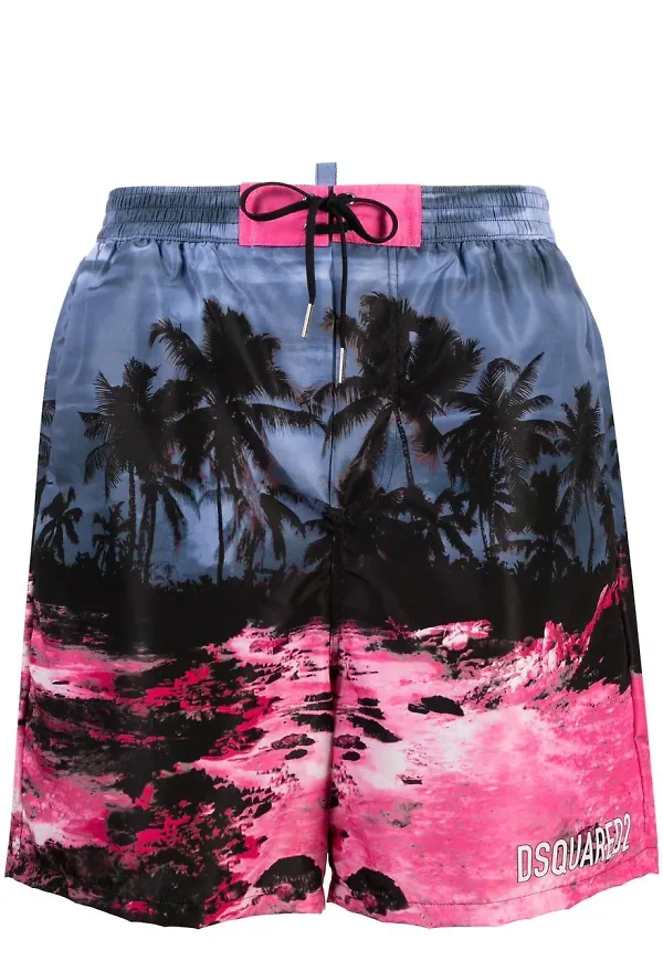 Dsquared2 badbyxor med tropiskt tryck - Blå