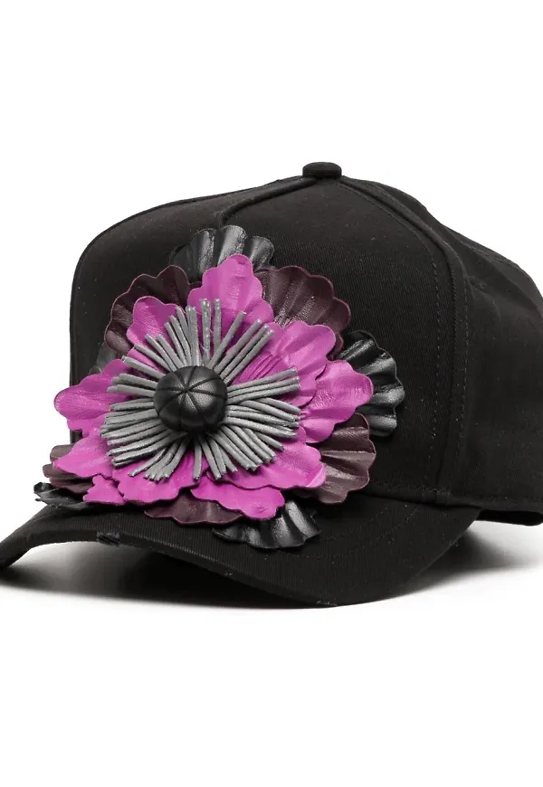 Dsquared2 basebollkeps med blomsterapplikation - Svart