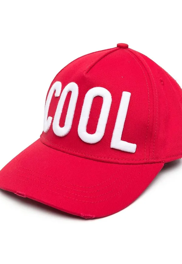 Dsquared2 basebollkeps med broderad slogan - Röd