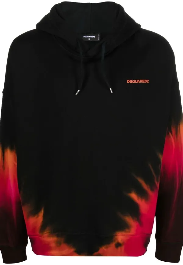 Dsquared2 batikmönstrad långärmad hoodie - Svart