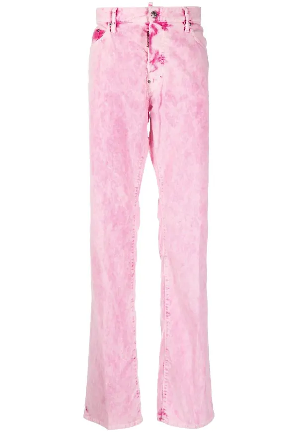 Dsquared2 batikmönstrade raka byxor - Rosa