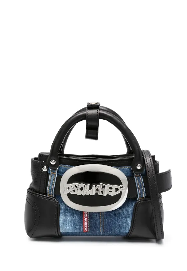 DSQUARED2 Belt axelremsväska med lappdesign - Svart