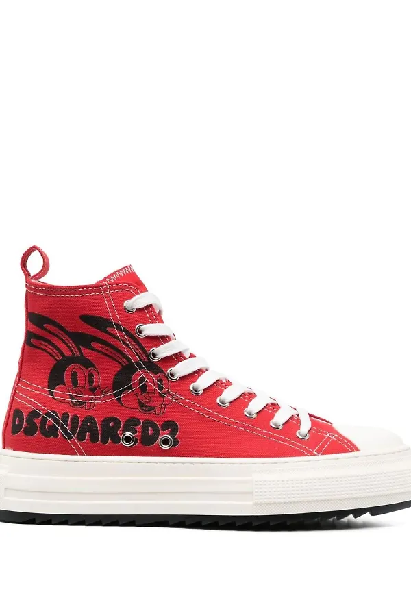 Dsquared2 Berlin höga sneakers - Röd