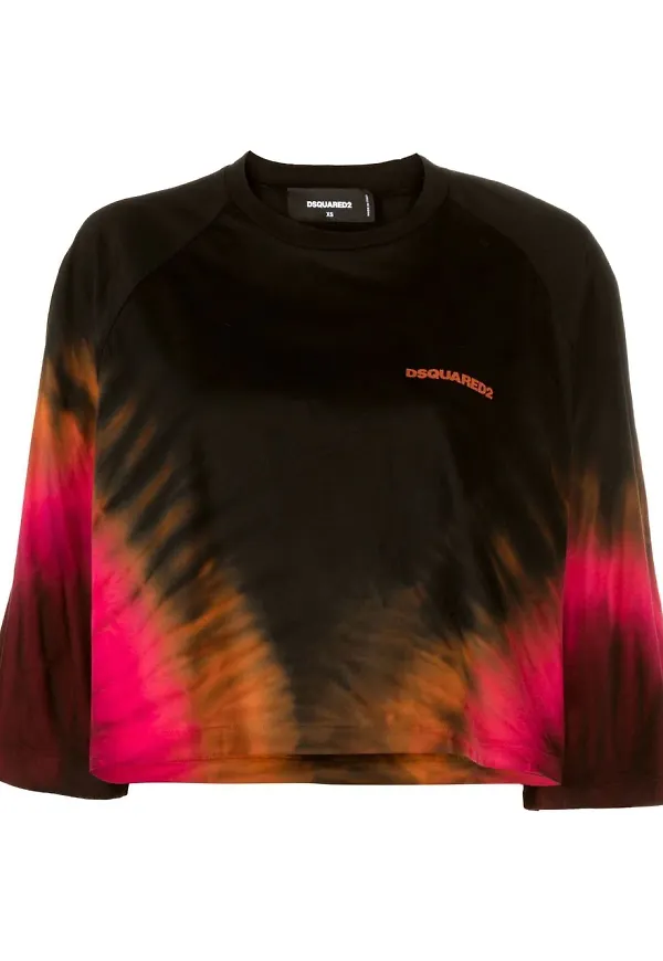 Dsquared2 beskuren batikfärgad t-shirt - Svart