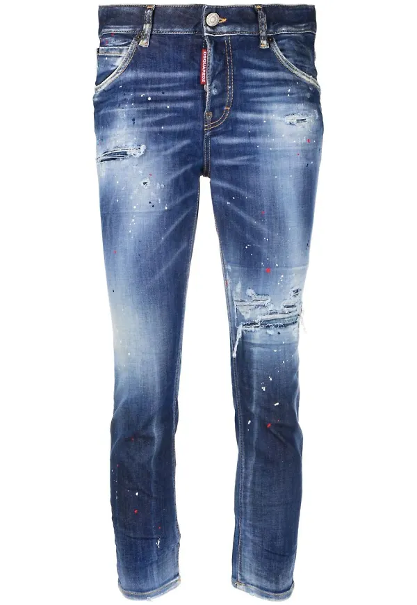 Dsquared2 beskurna skinny-jeans med slitning - Blå