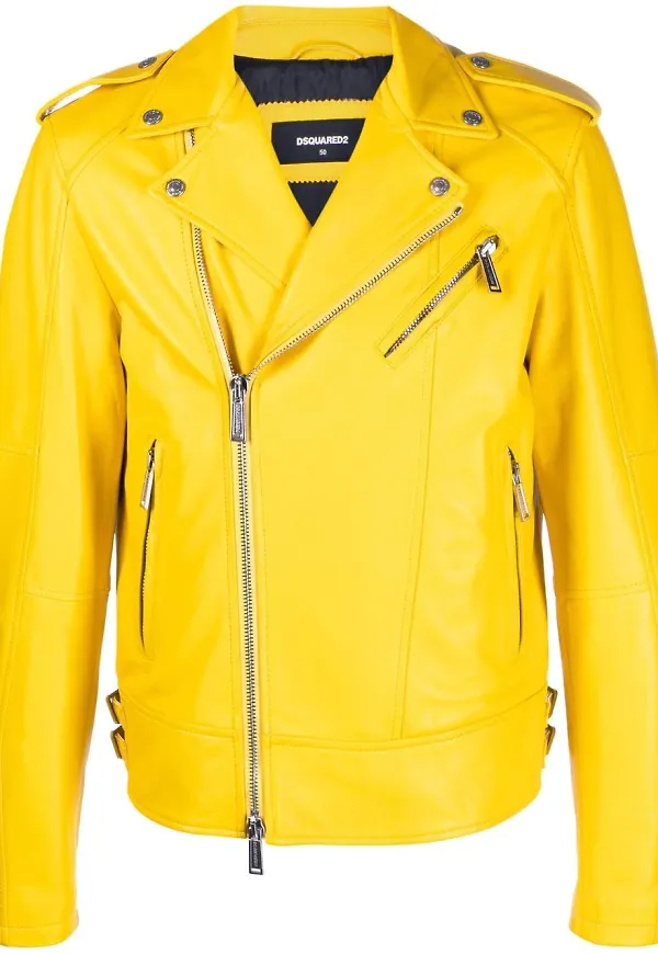 Dsquared2 bikerjacka i fårskinn - Gul