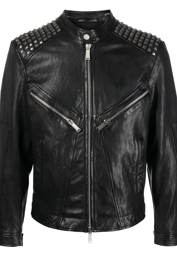 Dsquared2 bikerjacka med nitar - Svart