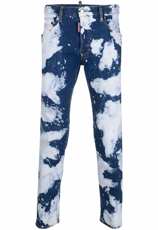 Dsquared2 blekta jeans med färgstänk - Blå