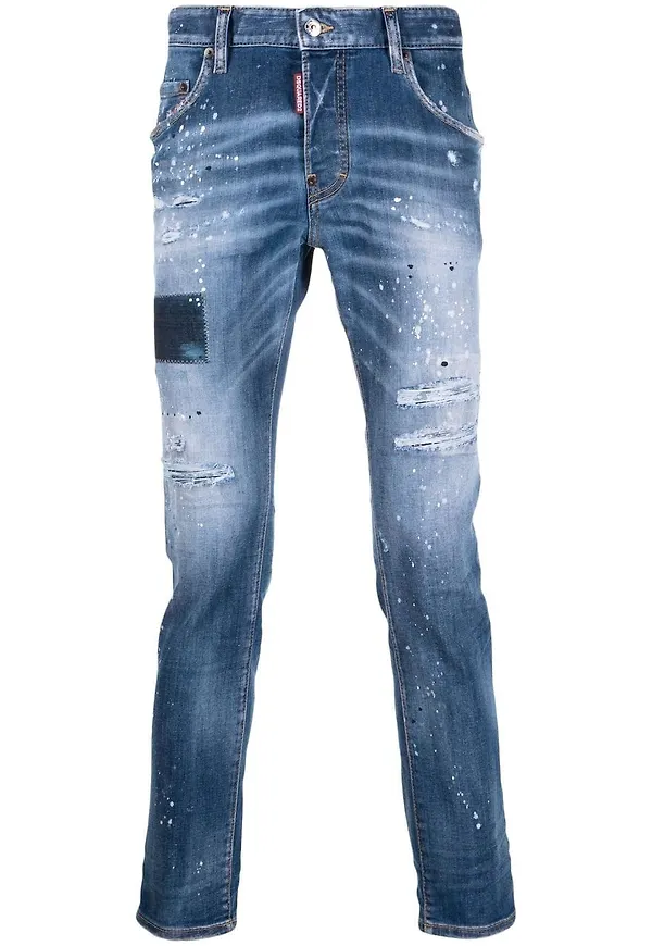 Dsquared2 blekta jeans med slitning - Blå