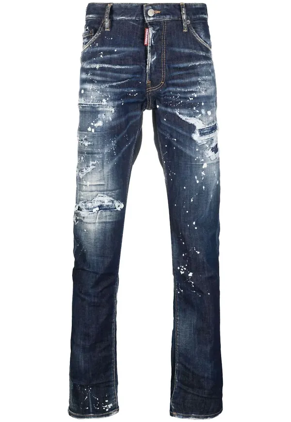 Dsquared2 blekta jeans med slitning - Blå