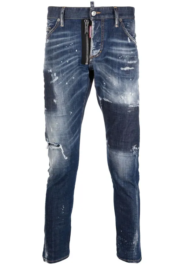 Dsquared2 blekta jeans med slitning - Blå
