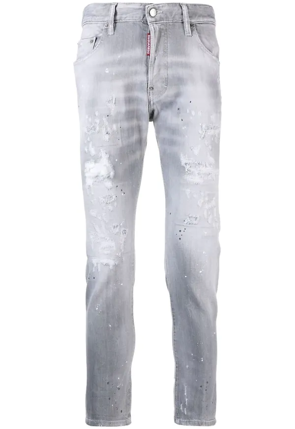 Dsquared2 blekta jeans med slitning - Grå