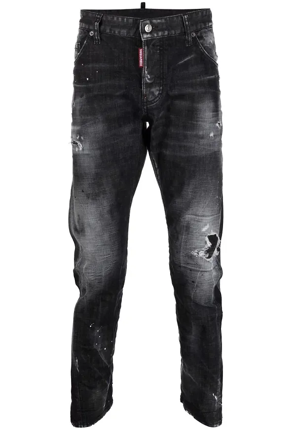 Dsquared2 blekta jeans med slitning - Svart