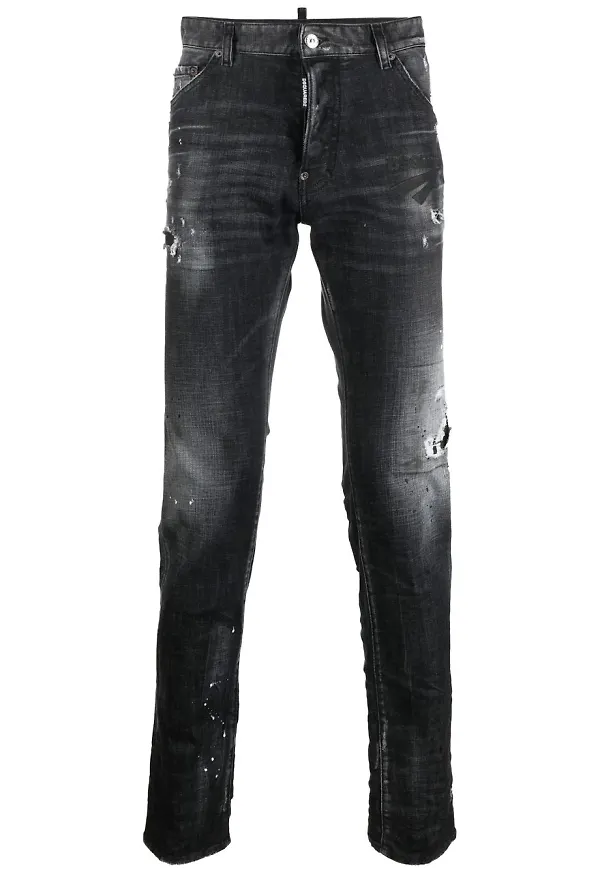 Dsquared2 blekta jeans med slitning - Svart