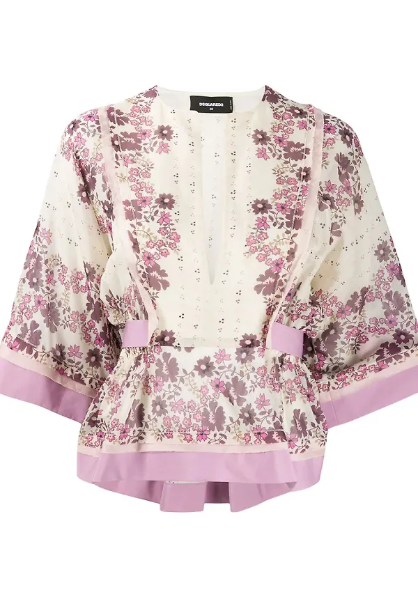 Dsquared2 blommig blus - Rosa