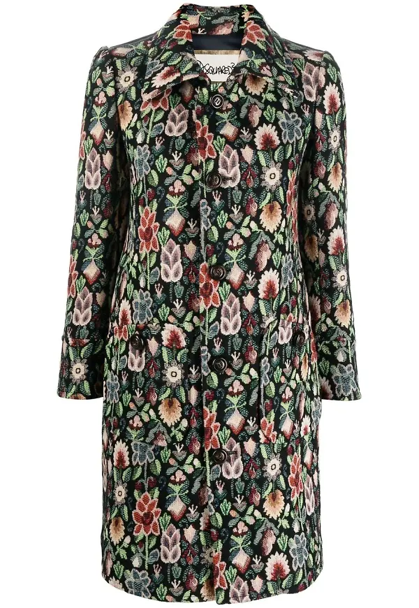 Dsquared2 blommig enkelknäppt kappa - Svart